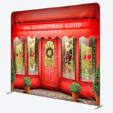 Aperturee - Aperturee Red Shop Window Christmas Pillow Case Backdrop
